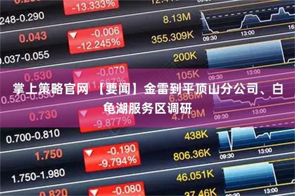 掌上策略官网 【要闻】金雷到平顶山分公司、白龟湖服务区调研